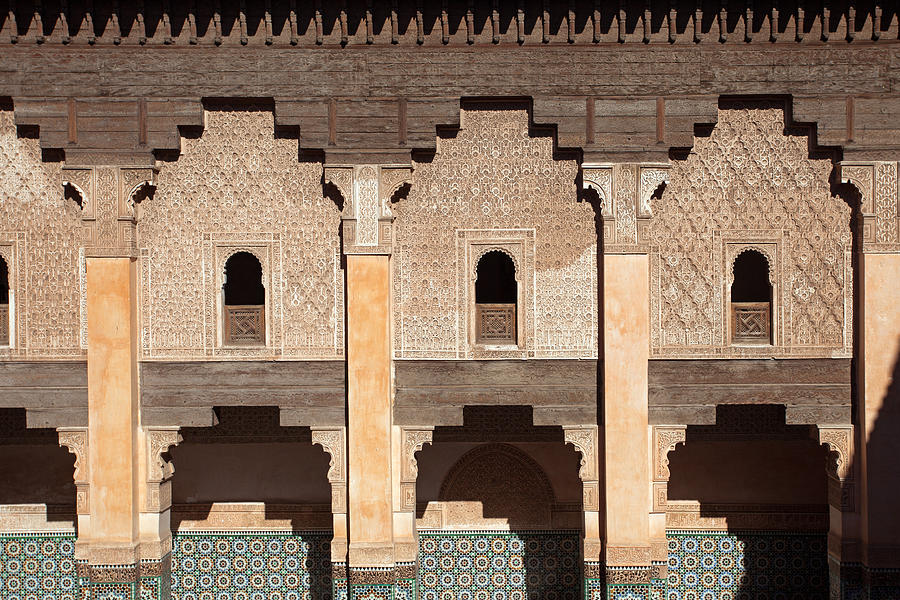 Ben Youssef Madrasa, Wall in the Patio Photograph by Aivar Mikko