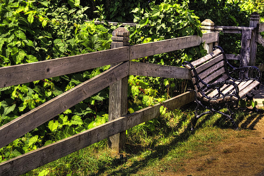 Bench and Fence Mackinac Island Michigan Photograph by Roger Passman