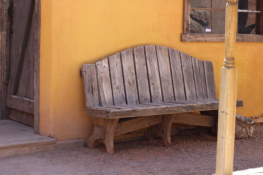 Bench and Mustard Yellow Adobe Photograph by Colleen Cornelius