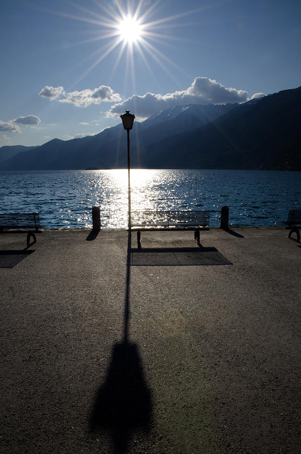 Bench Photograph - Bench and street lamp by Mats Silvan