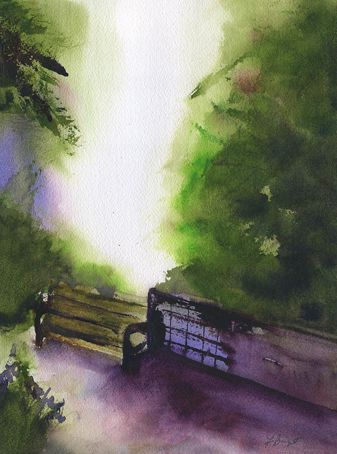 Bench at the Park Museum Painting by Frank Bright