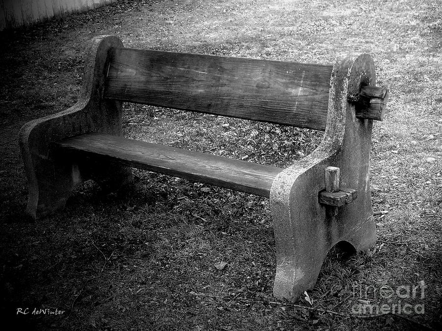 Black And White Photograph - Bench by the Barn by RC DeWinter