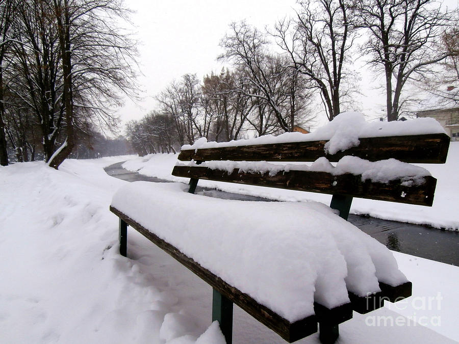 Bench Covered By Snow Photograph by Nina Ficur Feenan