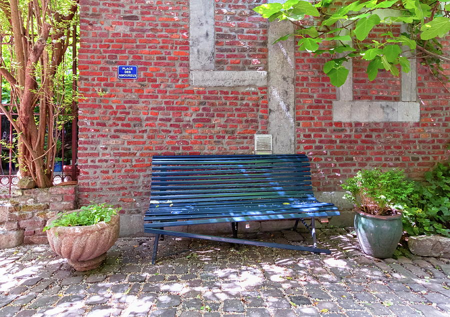 Bench for lovers, Liege, Belgium Photograph by Elenarts - Elena Duvernay photo