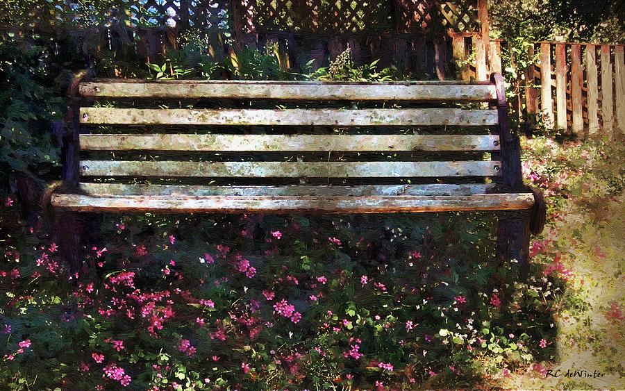 Bench in Blossom Painting by RC DeWinter