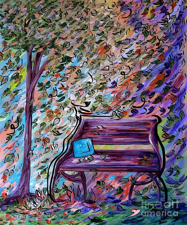 Bench On A Windy Day Painting