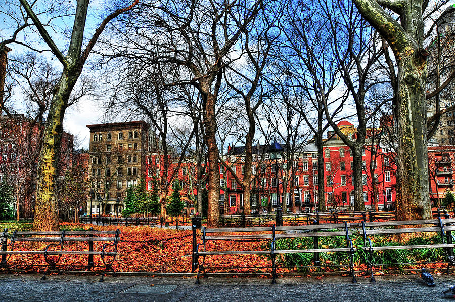 The Village Photograph - Bench View in Washington Square Park by Randy Aveille