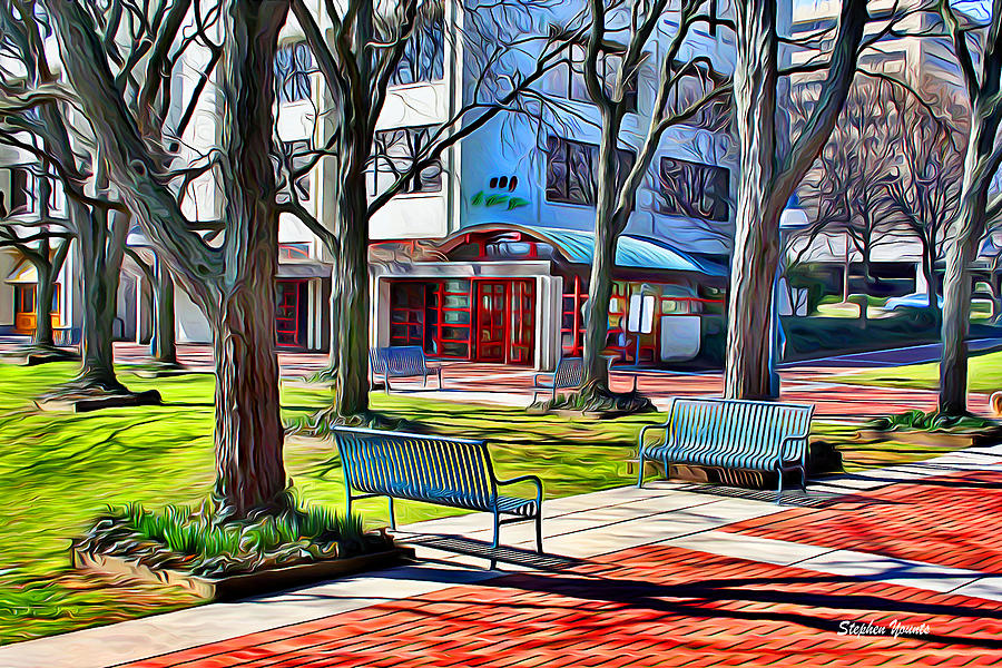 Tree Digital Art - Benches by Stephen Younts