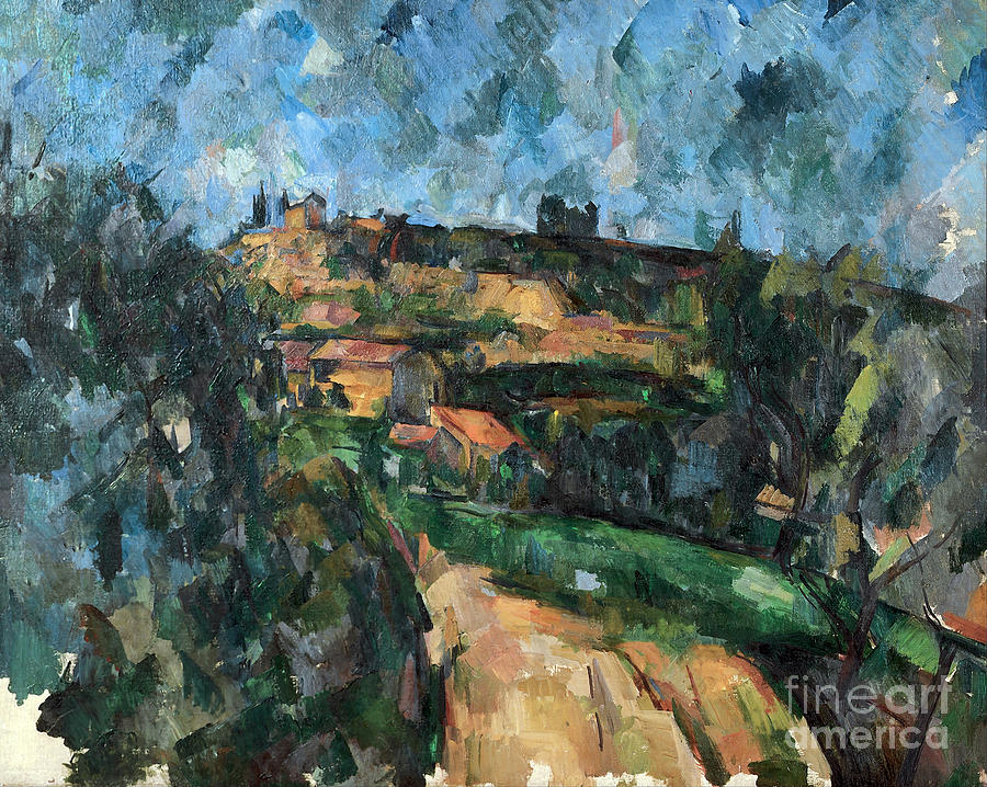 Bend Of The Road At The Top Of The Chemin Des Lauves Painting by Cezanne