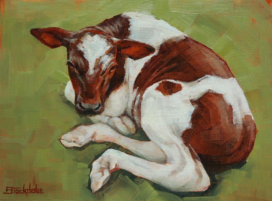 Bendy New Calf Painting by Margaret Stockdale