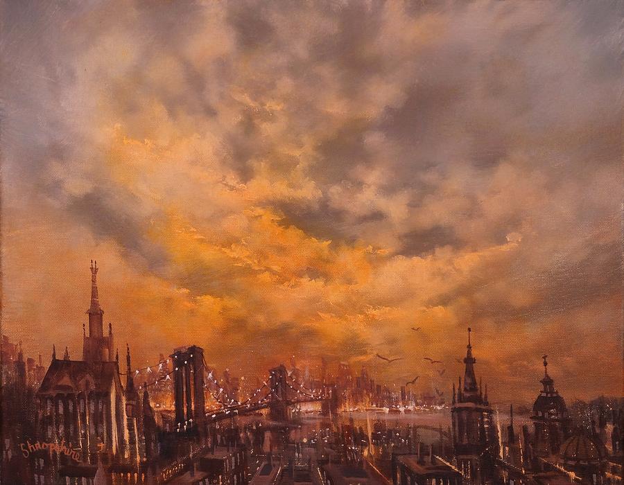Beneath a Golden Sky Painting by Tom Shropshire
