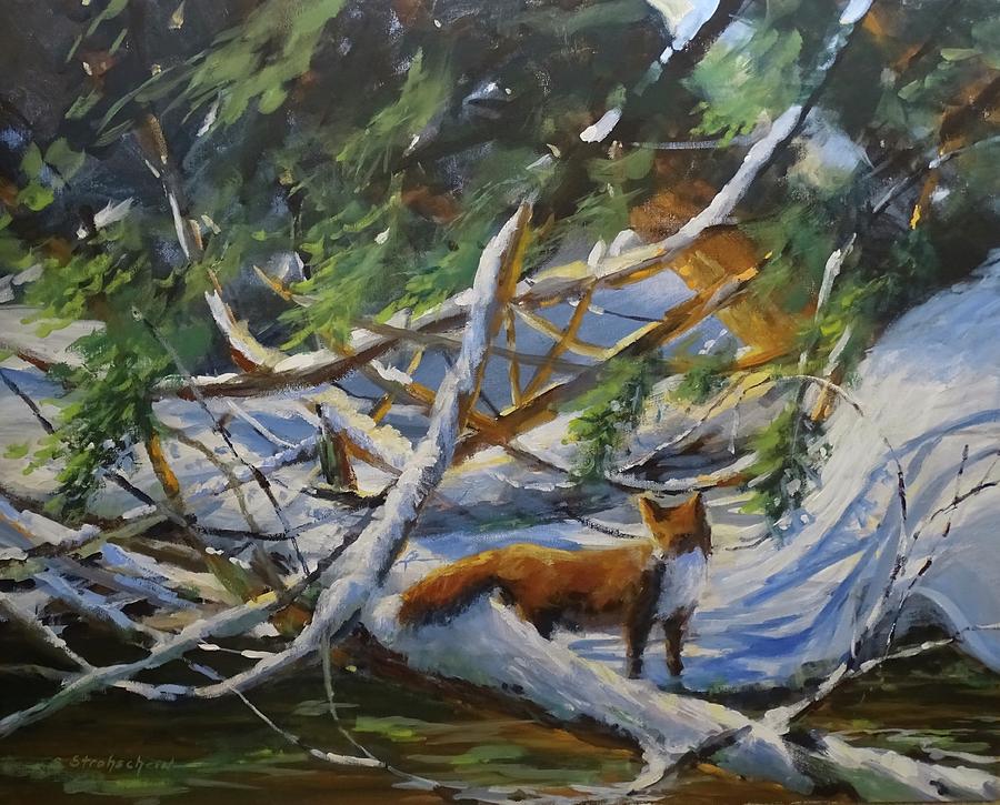 Beneath the Cedars Painting by Sandra Strohschein