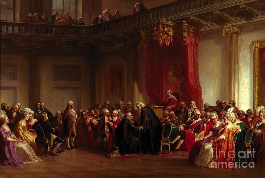 Benjamin Franklin Painting - Benjamin Franklin Appearing before the Privy Council  by Christian Schussele