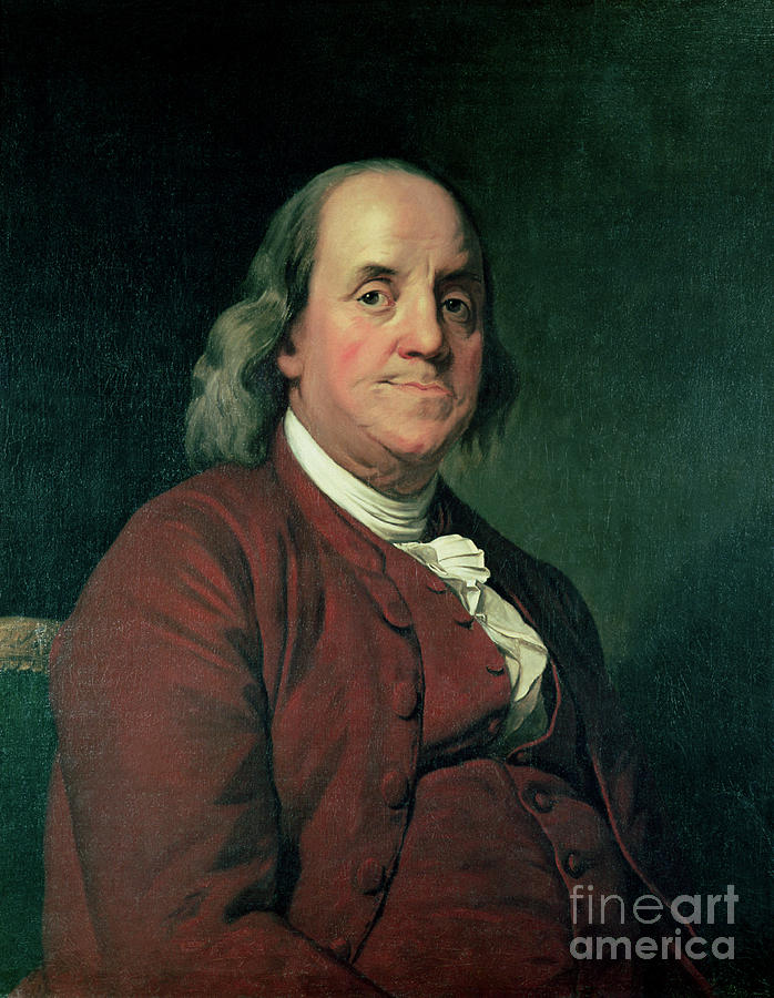 Vintage Painting - Benjamin Franklin by Joseph Wright of Derby
