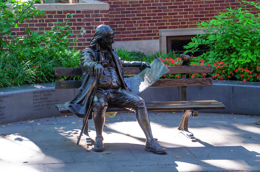 Benjamin Franklin on a Park Bench Photograph by Bill Cannon
