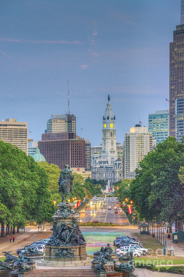 Benjamin Franklin Parkway City Hall Vertical Photograph By David Zanzinger