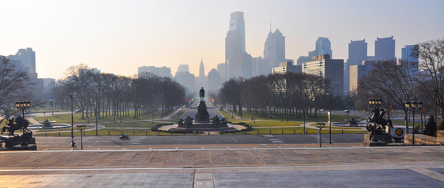 Benjamin Franklin Parkway in Panorama Photograph by Bill Cannon