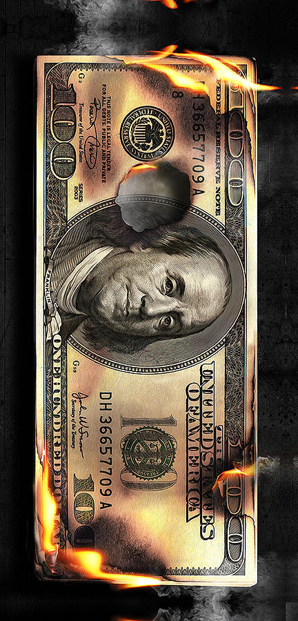 Benjamin Franklin Digital Art - Benjis to Burn by Canvas Cultures