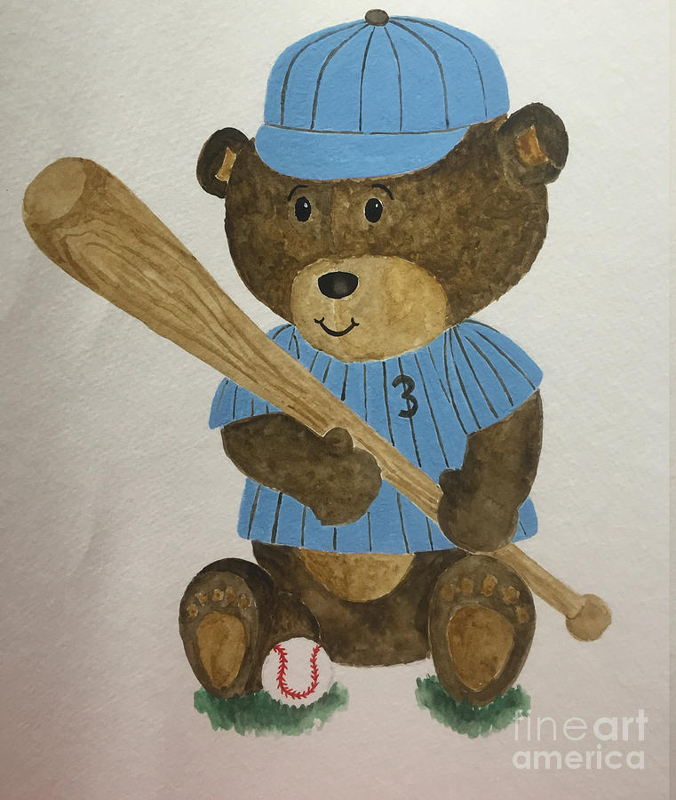 Benny bear baseball Painting by Tamir Barkan
