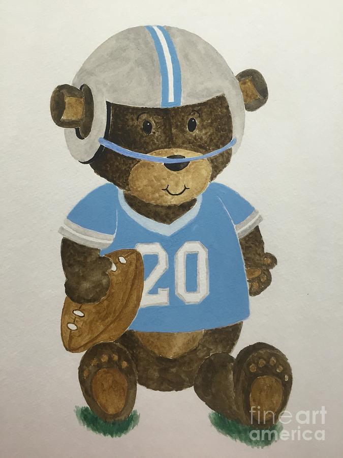 Barry Sanders Painting - Benny bear football by Tamir Barkan