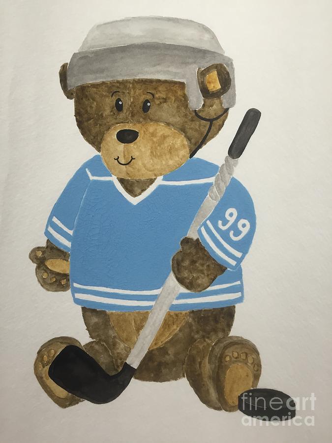 Benny bear hockey Painting by Tamir Barkan