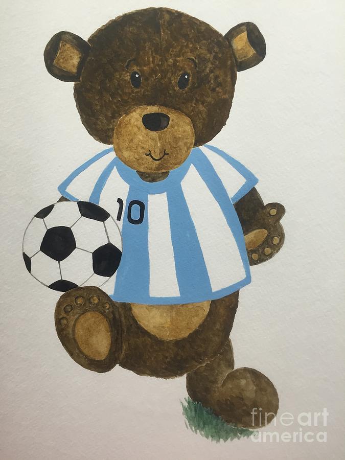 Benny bear soccer Painting by Tamir Barkan