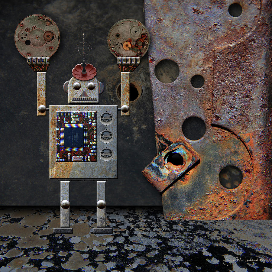Robot Photograph - Benny Shows his Strength by Joan Ladendorf Robot Photograph - Benny Shows his Strength by Joan Ladendorf