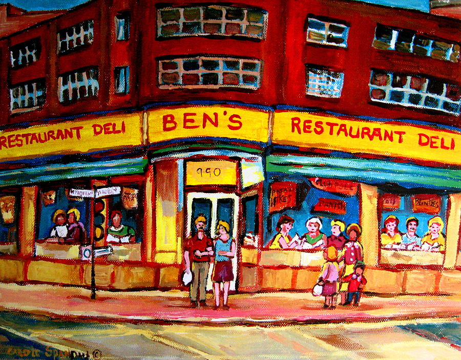 Bens Delicatessen - Montreal Memories - Montreal Landmarks - Montreal City Scene - Paintings  Painting by Carole Spandau