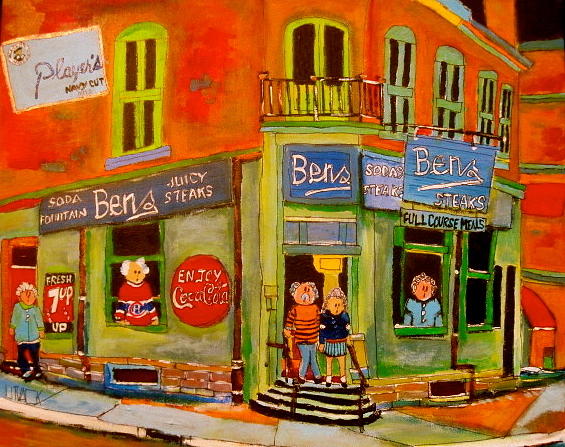 Bens  Restaurant Montreal Memories Painting by Michael Litvack