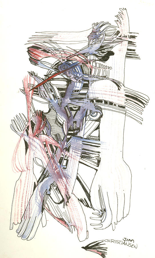 Bent Forks in hand Drawing by James Christiansen