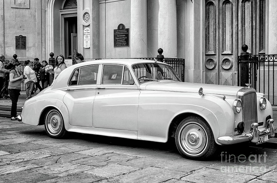Bentley at St. Louis Cathedral-NOLA-BW Photograph by Kathleen K Parker