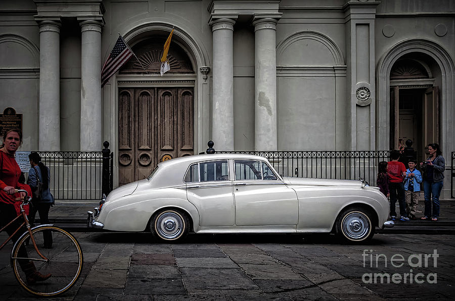 Bentley Waits for Bride - St. Louis Cathedral- NOLA Photograph by Kathleen K Parker