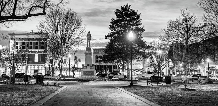 Bentonville Arkansas Town Square Panoramic - Black And White Photograph
