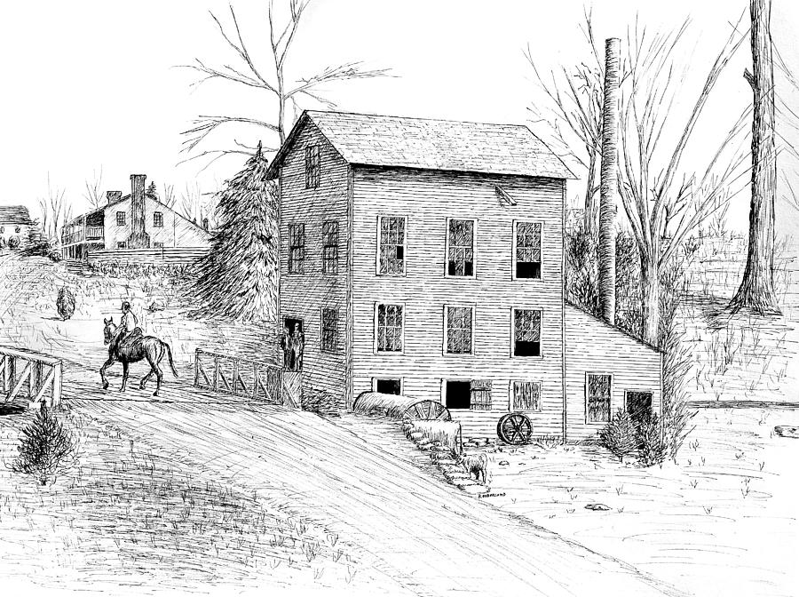 Bentonville Mills Drawing by Ron Enderland