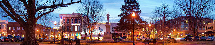 Bentonville Square Fountain And Skyline Panoramic Photograph