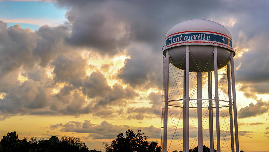 Bentonville Sunset Over the City Water Tower Photograph by Gregory Ballos