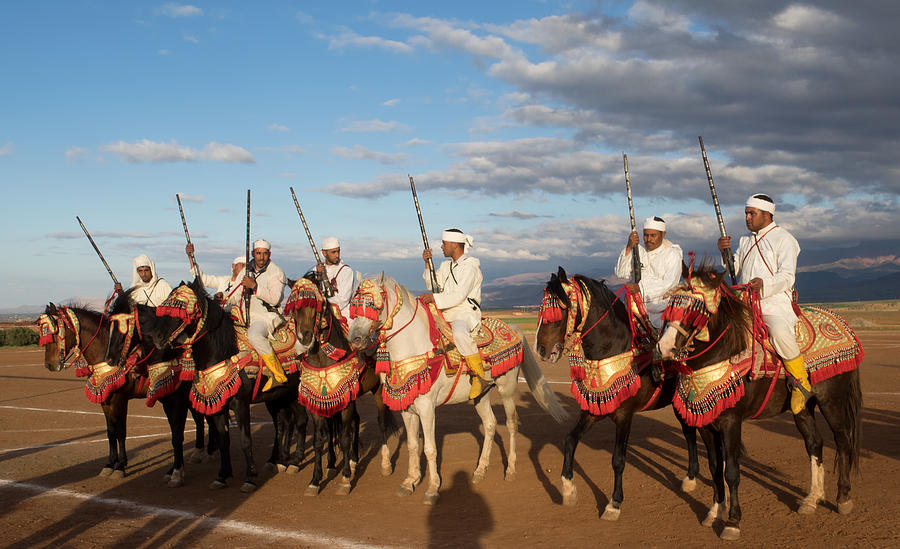 Horse Photograph - Berber Horsemen Lined by Panoramic Images