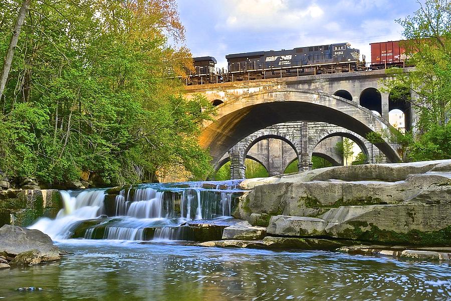 Berea Falls and Train Photograph by Frozen in Time Fine Art Photography