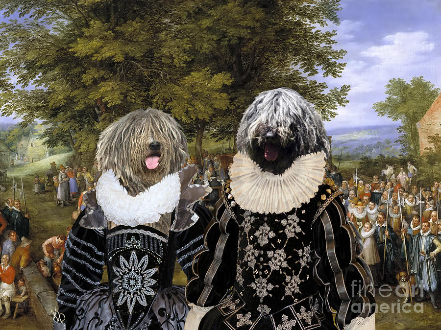 Bergamasco Shepherd Dog Art Canvas Print - Wedding Party, chaired by archdukes Painting by Sandra Sij