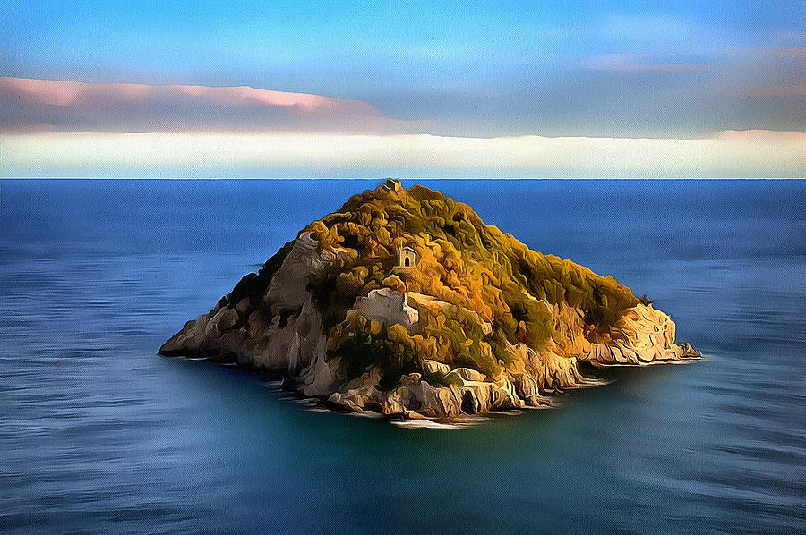 Bergeggi Island Painting by Enrico Pelos