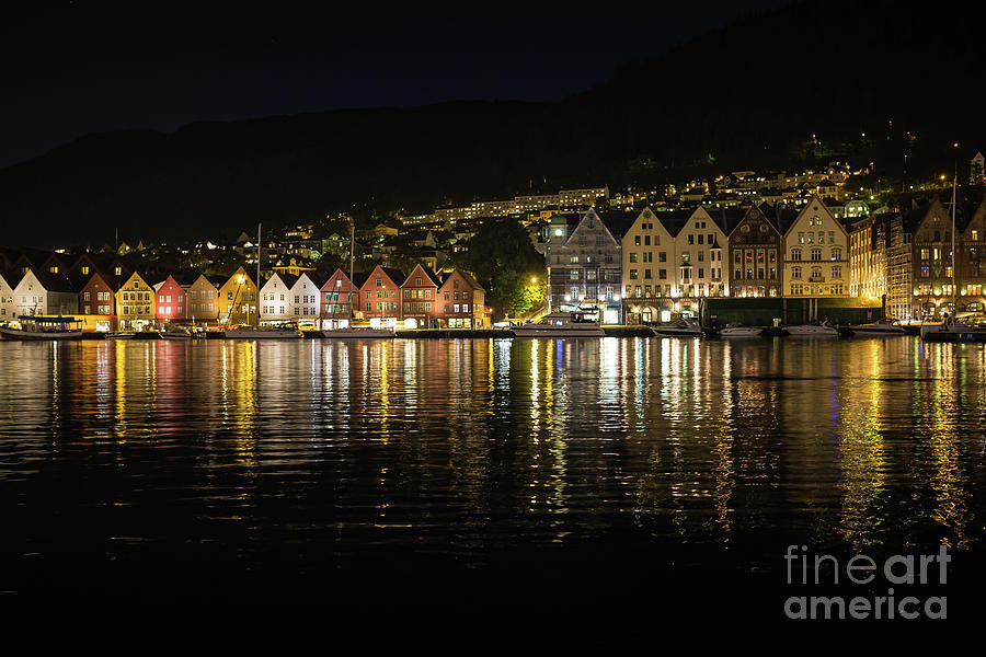 Bergen at Night Photograph by Eva Lechner