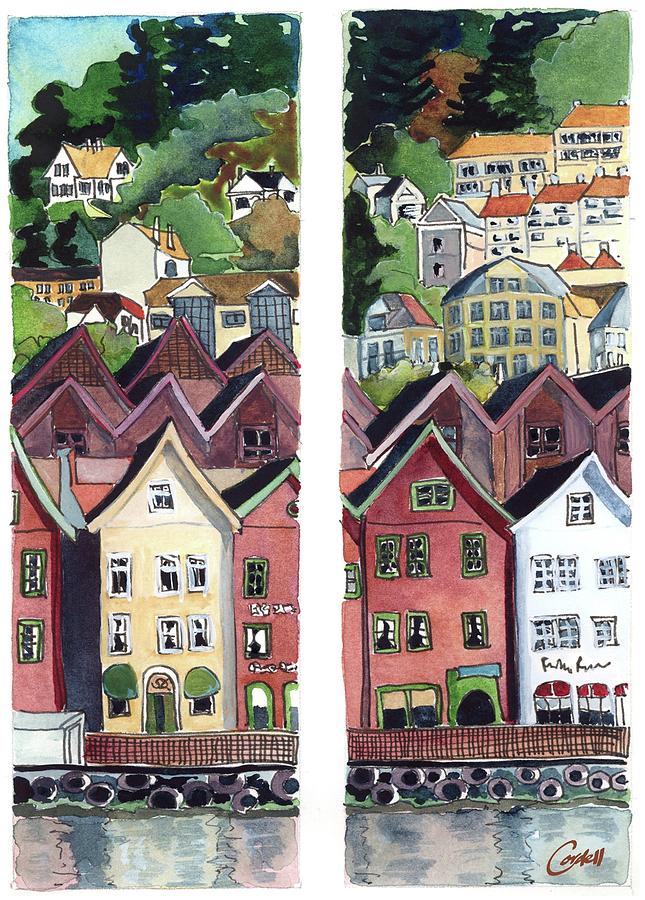 Bergen, Norway Painting by Joan Cordell