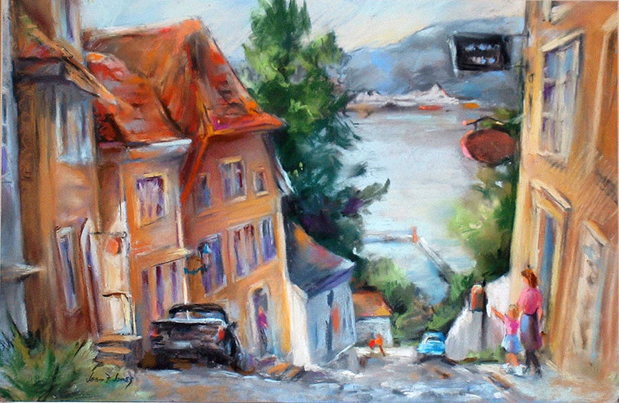 Bergen Old Town Painting by Joan Jones