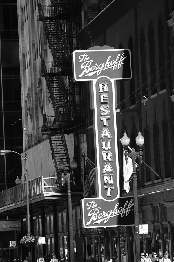 Berghoff Restaurant Downtown Chicago in Black and White Photograph by Colleen Cornelius