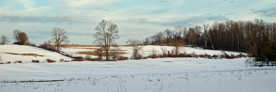 Winter Photograph - Berkshire Meadow - Winter Panoramic by Geoffrey Coelho