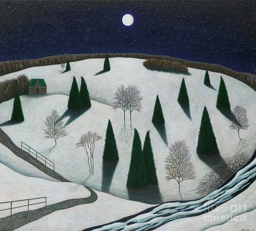 Winter Painting - Berkshire Nightscape by Scott Kahn