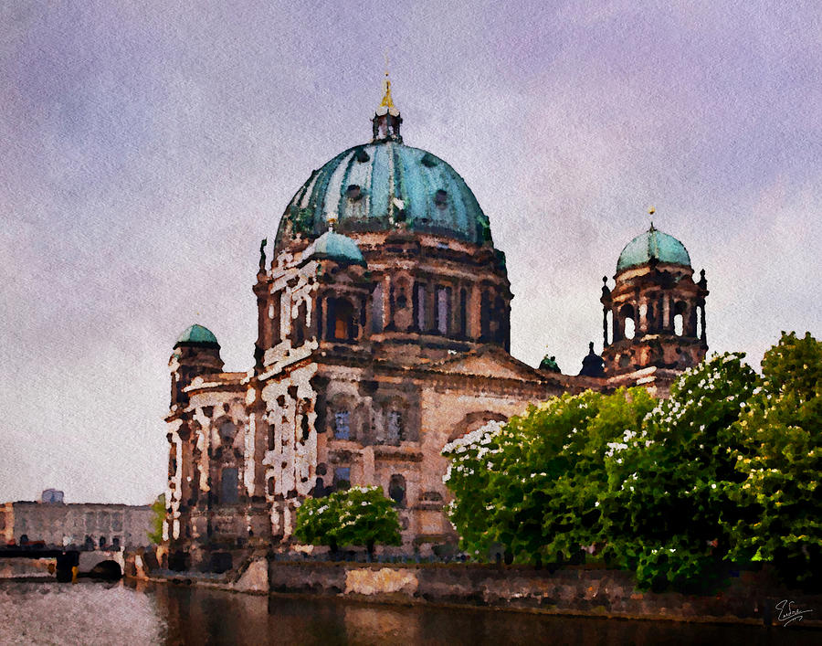 Berlin Cathedral Faux Watercolor Photograph by Endre Balogh
