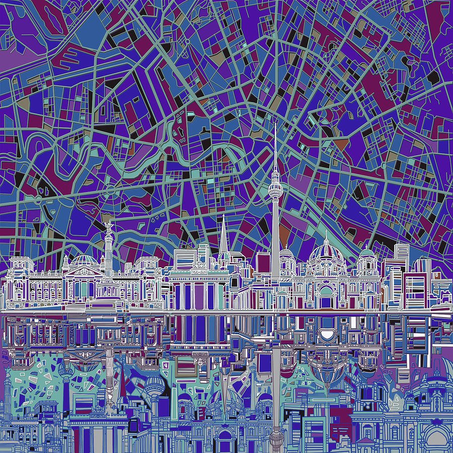 Berlin City Skyline Abstract 3 Digital Art by Bekim M