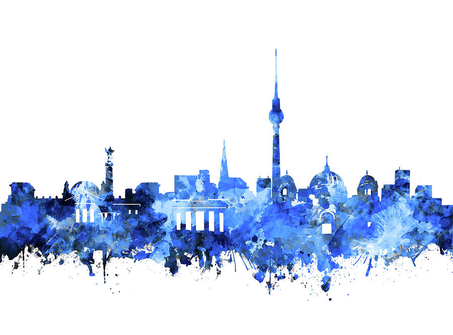 Berlin City Skyline Blue Digital Art
