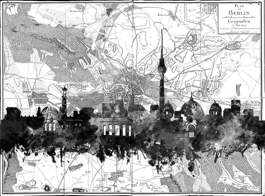Berlin City Skyline Vintage 2 Digital Art by Bekim M